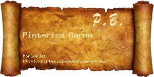 Pinterics Barna névjegykártya
